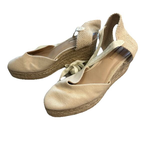 Antonio Melani Sandals Womens 10 M Platform Espadrille Beige Casual Wedge Heels - Picture 1 of 6